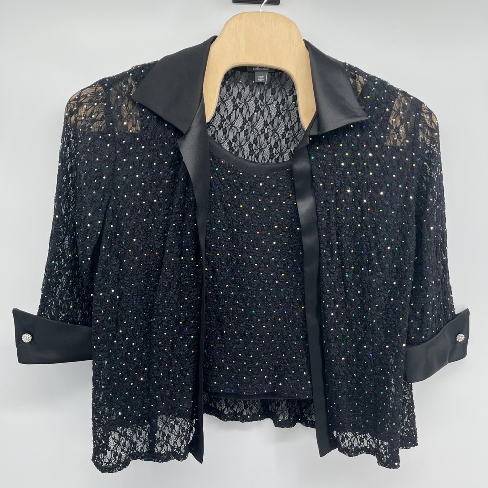 Dressbarn Sparkly 2 Piece Set Tank Jacket Plus Size Women's 20W